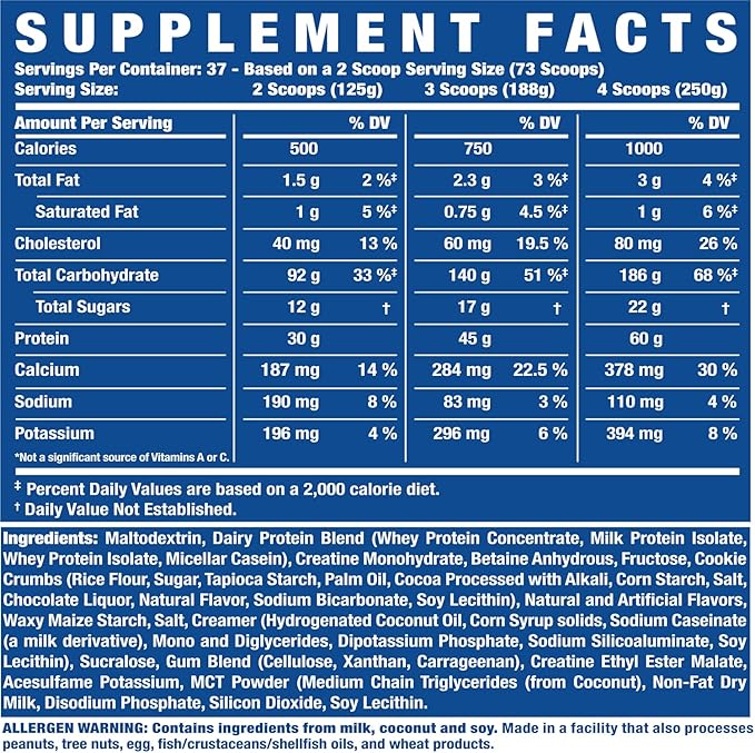 Ronnie Coleman Signature Series King Mass XL Mass Gainer Protein Powder, Muscle Gainer, 60g Protein, 180g Carbohydrates, 1,000+ Calories, Creatine and Glutamine, Vanilla Ice Cream, 10 Pound