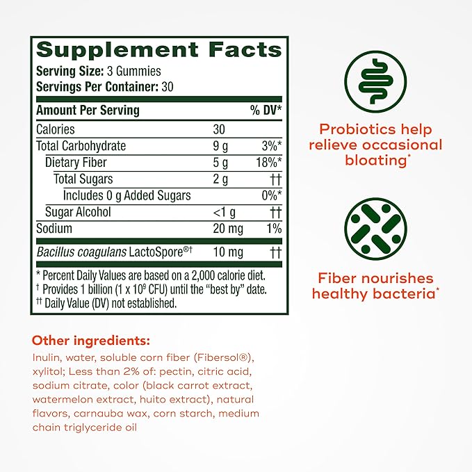 Align Probiotic, Probiotics + Fiber, Probiotics Help Relieve Occasional Bloating*, Fiber Helps Support a Healthy Digestive System*, #1 Doctor Recommended Probiotic Brand‡, 90 Gummies
