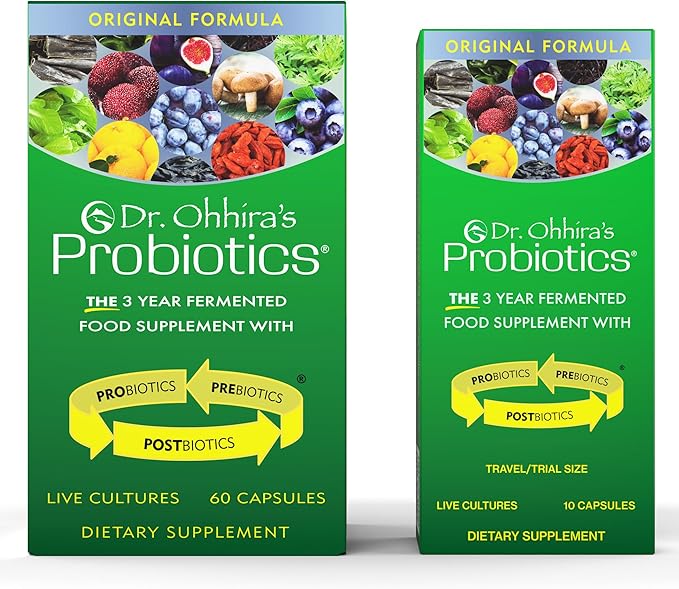 Dr. Ohhira's Probiotics, Original Formula, 60 Caps with Bonus 10 Capsule Travel Pack - 13 Probiotic Strains with Prebiotics and Postbiotics