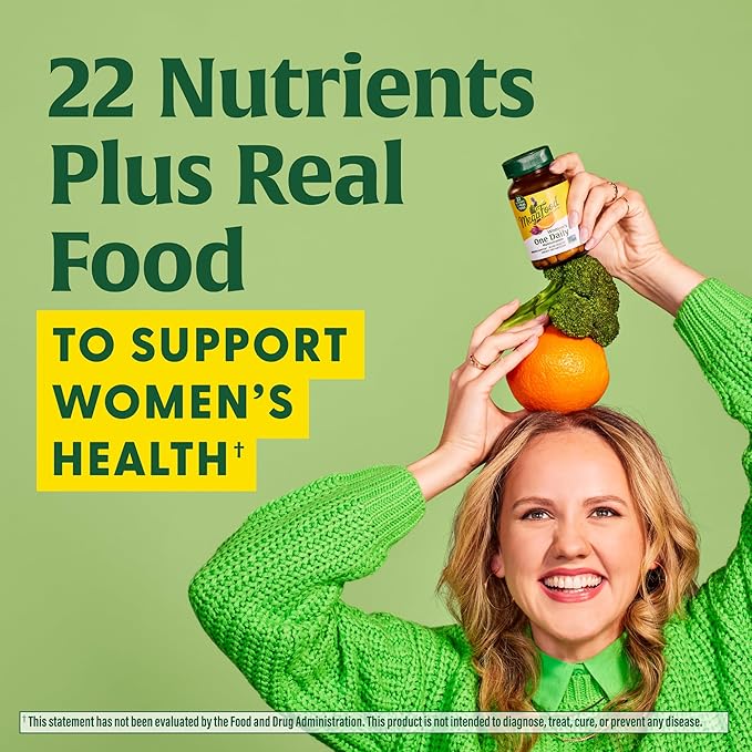 MegaFood Womens Multivitamin One Daily - Multivitamin for Women - Vitamin C, Vitamin D, Iron & B Vitamins - Bone, Energy Metabolism & Immune Support - Vegetarian, GlutenFree - 90 Tablets, 90 Servings