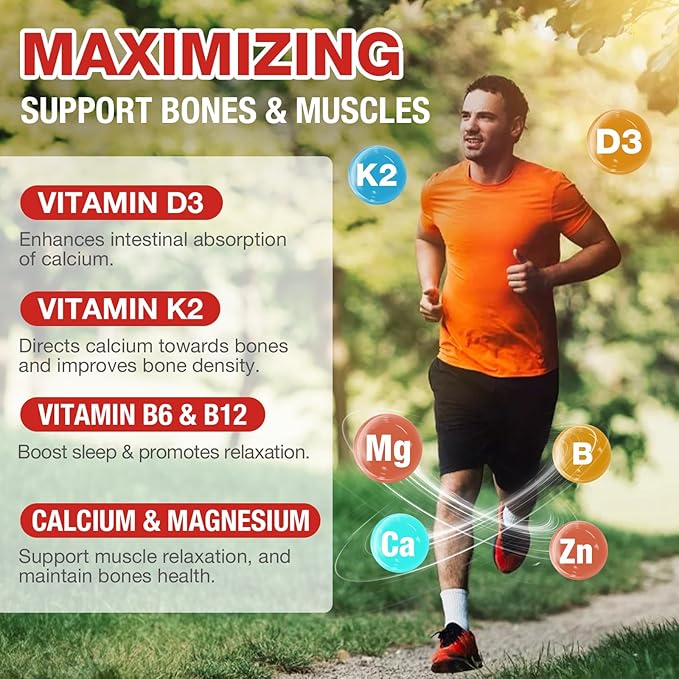 Calcium 1200mg with Vitamin D3, K2, Calcium Citrate Gummies with Magnesium Zinc, Calcium Supplements for Women for Bones Strength, Muscle & Immune Support, 60 Chewable Gummies