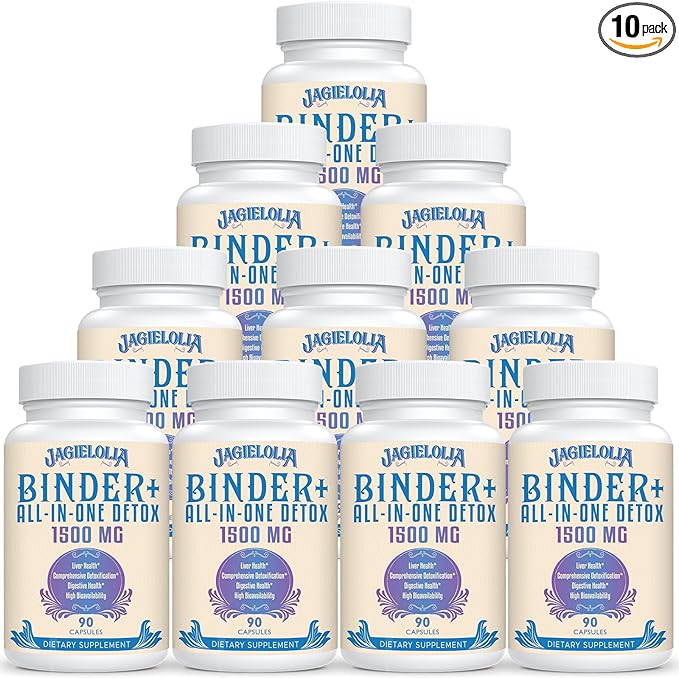 All-In-One Detox Binder Supplement 1500 MG - High Bioavailability, Liver Gut Detox Cleanse with Activated Charcoal, Zeolite & Bentonite Clay for Toxins, Liver, Digestive, 900 Vegan Capsules