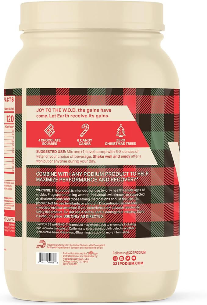 Podium Nutrition Whey Protein Powder, Peppermint Bark, 25g Protein Per Serving with Digestive Enzymes, Whey Protein Isolate & Concentrate, Gluten Free, Low Carb, Low Sugar & Soy Free, 27 Servings