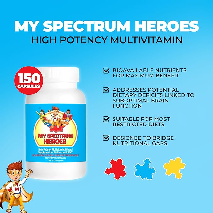 Children's Multivitamin Supplement - Acetyl-l-carnitine, Choline, Coenzyme Q10, Inositol, MSM, MTHF, NAC for Daily Nutritional Help and Cognitive Health (150 Capsules)