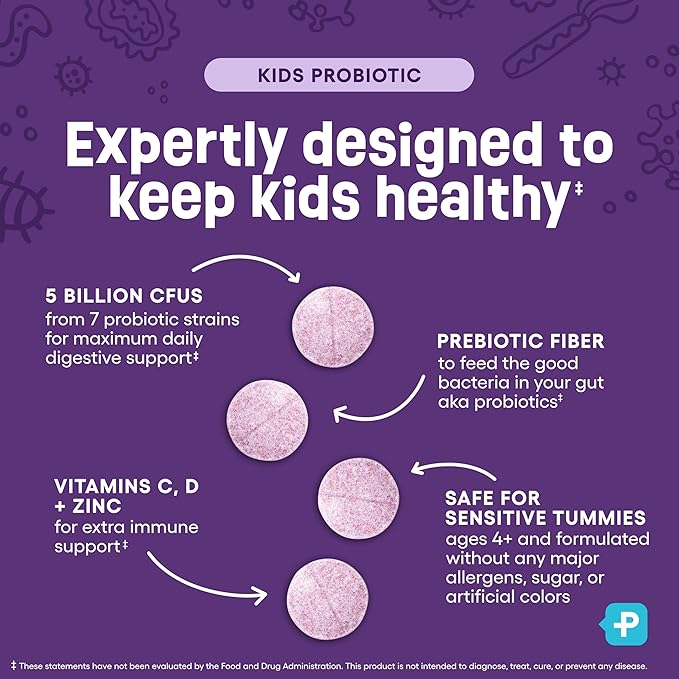 Physician's CHOICE Probiotics for Kids - 7 Diverse Strains, Organic Prebiotics, Vitamins & Minerals - Clinically Studied L. Rhamnosus GG - Immune & Digestive Support - No Sugar or Artificial Dyes