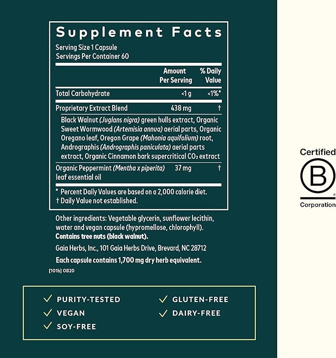 Gaia Herbs Microbiome Cleanse - with Black Walnut, Sweet Wormwood, Oregano & Peppermint - Helps Balance The GI Tract While Supporting Digestive Health - 60 Vegan Liquid Phyto-Capsules (30-Day Supply)