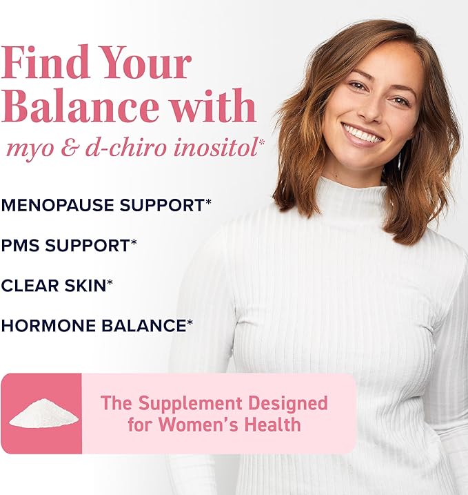 Myo-Inositol & D-Chiro Inositol Powder | Hormone Balance for Women | Ideal 40:1 Ratio | Myo 2000mg, D Chiro 50mg | Regulate Menstrual Cycle and Support Ovarian Health | 60 Servings, 4.34 oz.