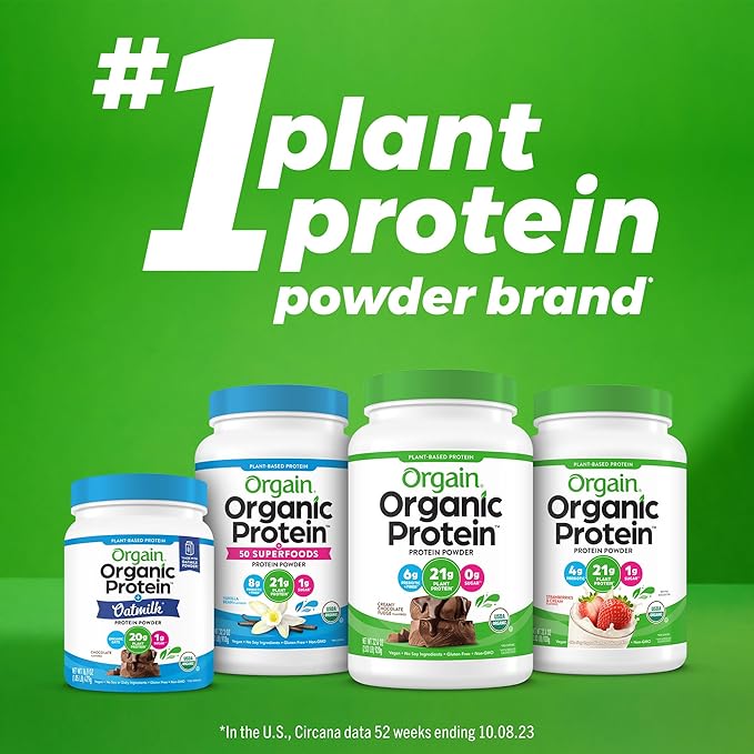 Orgain Organic Vegan Protein Powder, Pumpkin Spice - 21g of Plant Based Protein, Non Dairy, Gluten Free, 1g of Sugar, Soy Free, Kosher, Non-GMO, 1.02 Lb (Packaging May Vary)