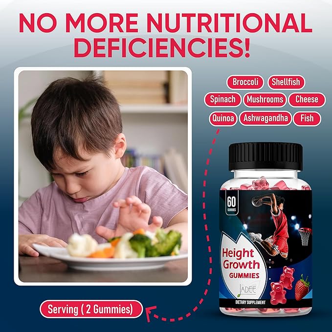 325mg Calcium Gummies Height Growth for Kids Advanced Ashwagandha, Zinc, L-Arginine, Vitamins D,C,K2, Magnesium, Bone Strength, Development & Height Increase Growth Vitamins for Teens Height Ages 5-20
