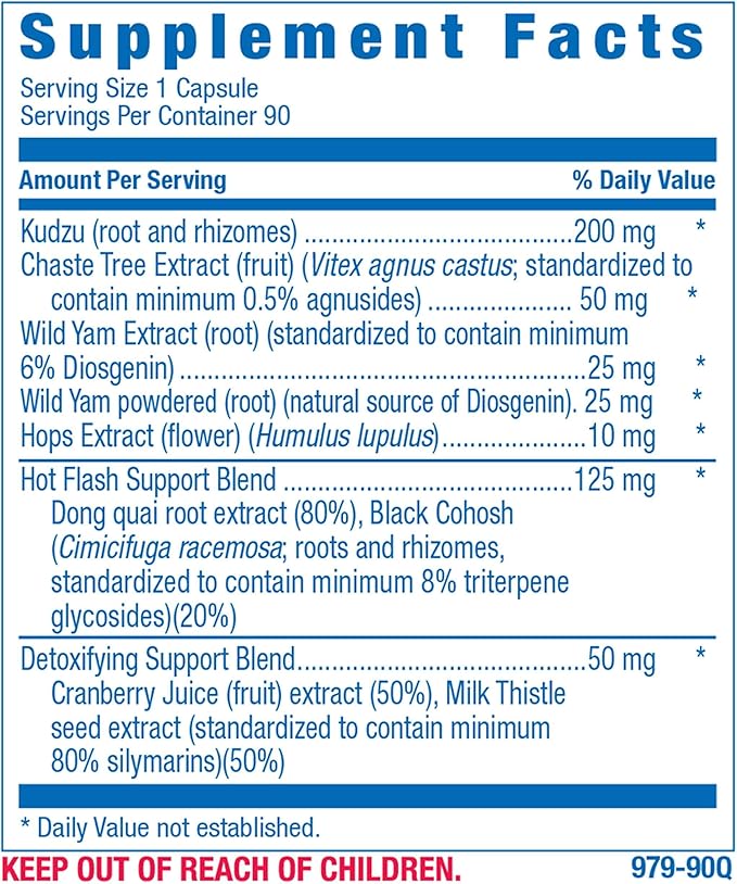 Phytoestrogen Menopause Supplement for Women - Clinical Formula with Dong Quai Vitex & Black Cohosh for Menopause Hot Flashes Night Sweats Mood Support & More - One Capsule Daily - 1 Month Supply