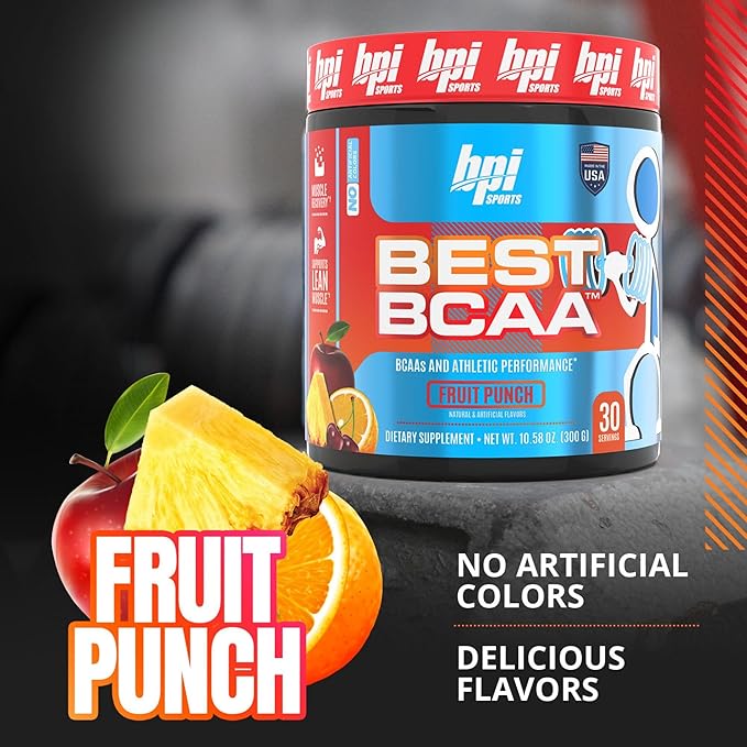 BPI Sports Best BCAA - Building Blocks of Protein and Muscle - Post-Workout Recovery - Weight Loss Support - Fruit Punch, 30 Servings, 300 grams