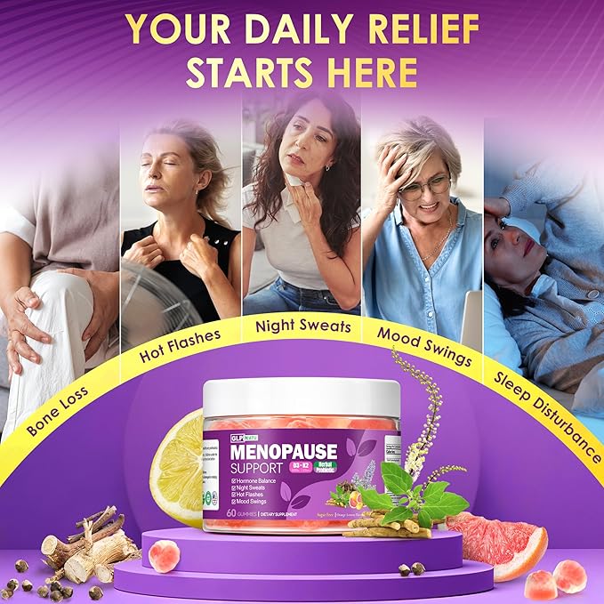 Menopause Supplements Sugar-Free Gummies, Hormone Balance for Women with Herbs Complex & Vitamin D3 K2 & Probiotic, Menopause Relief for Hot Flashes, Night Sweats, Mood Swings (60 Gummies)