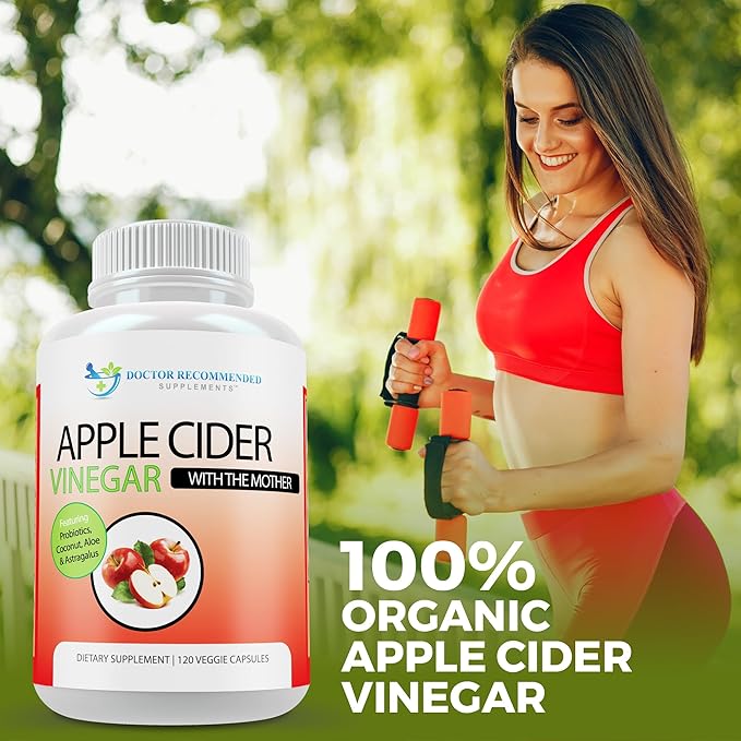 Apple Cider Vinegar Capsules - 100% Organic Apple Cider Vinegar Pills 1500 mg - Natural Digestion, Immune Booster Support & Cleansing Supplement with Probiotics - Made in The USA