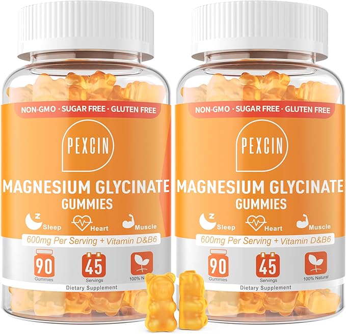 Magnesium Glycinate Gummies for Adults & Kids, 1000mg High Absorption Magnesium Complex Supplement, Sugar Free with Potassium,Vitamins for Calm, Sleep Supprt, Stress Relief, 180 Counts Orange