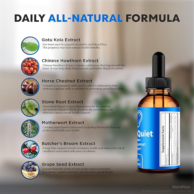 (3 Pack) NeuroQuiet Drops - Hearing Support Formula, Official NeuroQuiet to Support Cognitive Performance, All Natural Neuro Quiet to Maintain Auditory Health, Gotas Review (90 Servings)