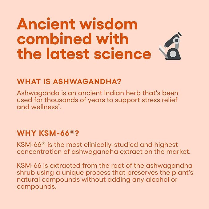KSM-66 Ashwagandha Root Powder Extract - Stress, Mood, & Athletic Support - 1,000 MG of Clinically Studied KSM66 & Black Pepper for Maximum Absorption - 5% Withanolides - 60 Vegan Capsules