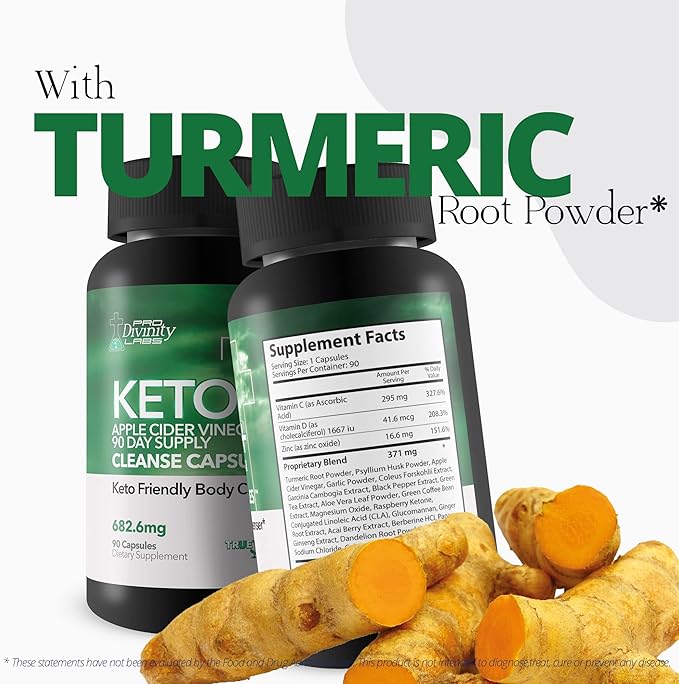 Pro Divinity Labs Keto + Apple Cider Vinegar 90 Day Supply Cleanse Capsules - Keto Friendly Body Cleanser to Promote Overall Health - Premium Antioxidant & Fiber Support for Digestive & Immune Health