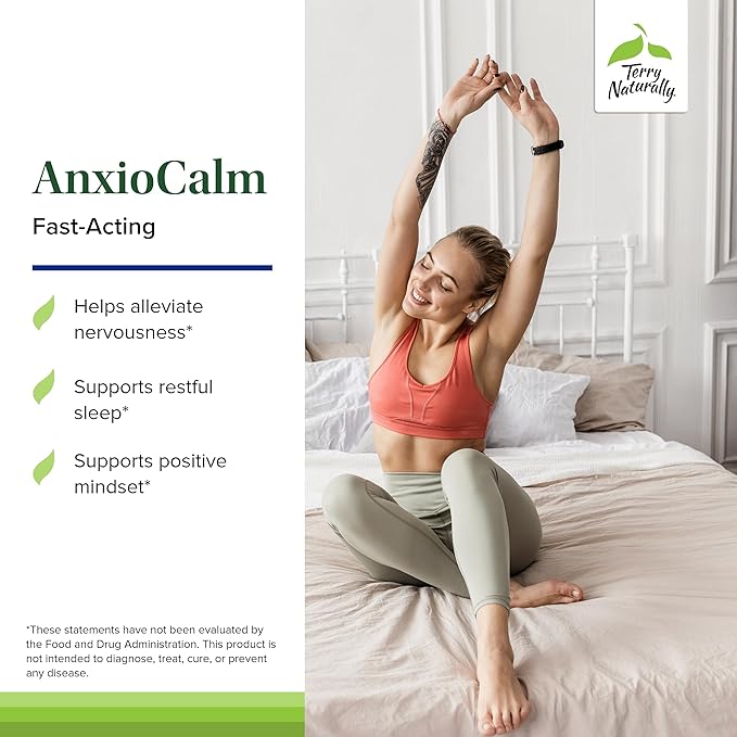 Terry Naturally AnxioCalm - 75 Tablets - Fast-Acting, Non-Drowsy, Non-Addictive Formula - Safe for Adults & Children 4+ Years - Non-GMO - 37 Servings