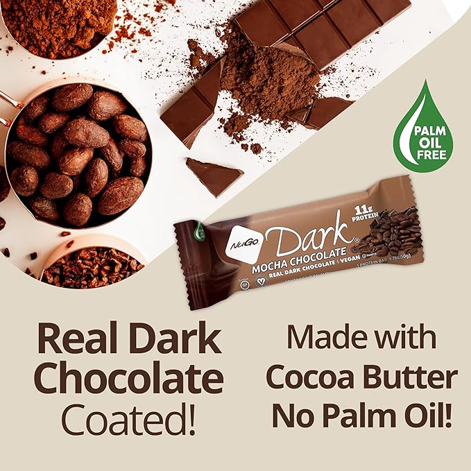 NuGo Dark Variety - Mint Chocolate Chip 12 Bars & Chocolate Chocolate Chip 12 Bars, 12-13g Protein Bar, Vegan, Gluten Free, Non-GMO, Kosher Pareve, 24 Count