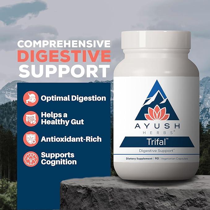 Ayush Herbs Trifal, Digestive Support Supplement for Women and Men, Capsules for Digestion, Intestinal Health, and Antioxidant Boost, Ayurvedic Herbs and Supplements, 90 Vegetarian Capsules