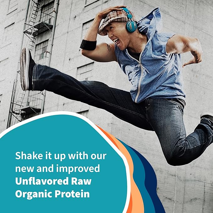 Organic Vegan Unflavored Protein Powder, Garden of Life 22g Plant Based Protein & BCAAs, Organic Protein Powder with Probiotics & Enzymes, Non-GMO, Gluten-Free Lactose Free 1.2 LB