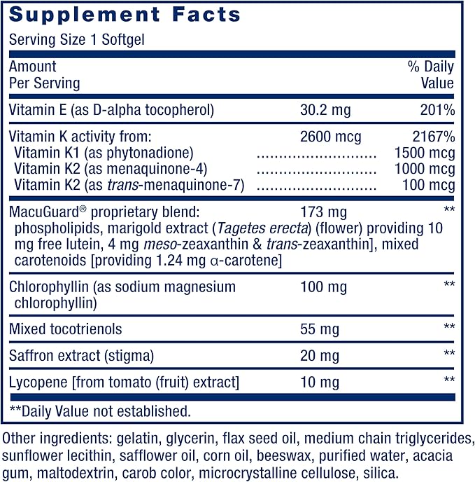 Life Extension Once-Daily Health Booster, Vitamins E, K1 & K2, phospholipids, Fat-Soluble nutrients for Eye Health, Bone Health, Heart Health, Gluten-Free, 1 Daily, Non-GMO, 30 softgels