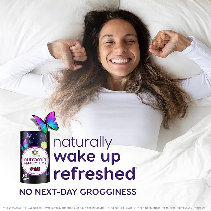Nutramin Sleepy Time Gummy: The Vegan, Sugar-Free, Natural Melatonin 5mg for Longer Deeper Sleep - No Next-Day Grogginess, Non-Habit Forming Delicious & Drug-Free Allergy-Safe Herbal Sleep Gummies