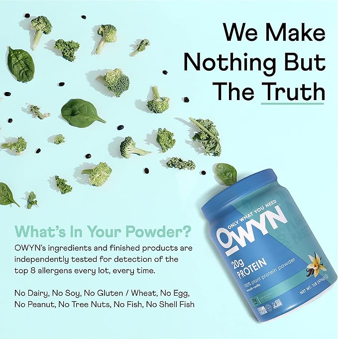 OWYN Only What You Need Plant-Based Protein Powder, Smooth Vanilla, 1.05 lbs