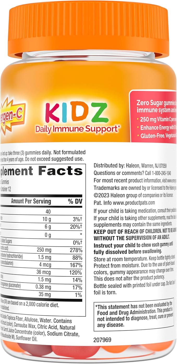 Emergen-C Zero Sugar Immune Support Kidz Gummies 36 Count