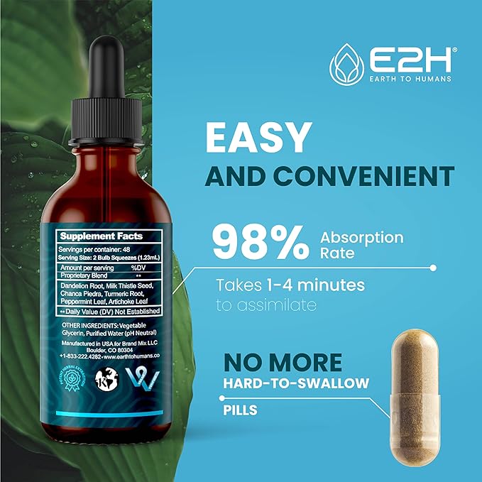 Liver Cleanse Detox & Repair - Herbal Liver Support Milk Thistle Supplement - Silymarin Milk Thistle Supplements with Dandelion Root, Chanca Piedra, Turmeric Root & Artichoke Extract - 2 Fl Oz by E2H
