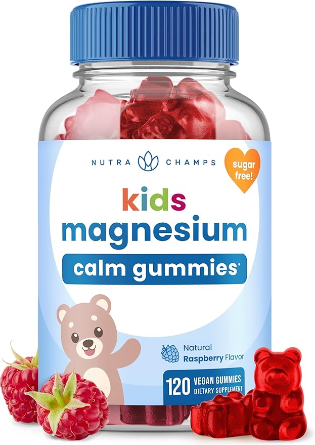 NutraChamps 120 Kids Magnesium Gummies - Sugar Free Calm Magnesium Gummies for Kids - 4 Month Supply - Supports Bone Health, Sleep - Magnesium Citrate for Kids Supplement