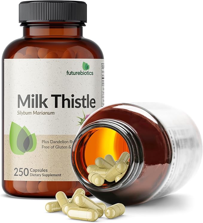 Futurebiotics Milk Thistle Silymarin Marianum & Dandelion Root Liver Health Support, Antioxidant Support, Detox, 250 Capsules