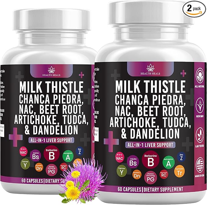 Milk Thistle NAC Chanca Piedra Beet Root Artichoke Dandelion Root - Liver Supplement Plus Astragalus TUDCA Choline & Ginger- 120 Count