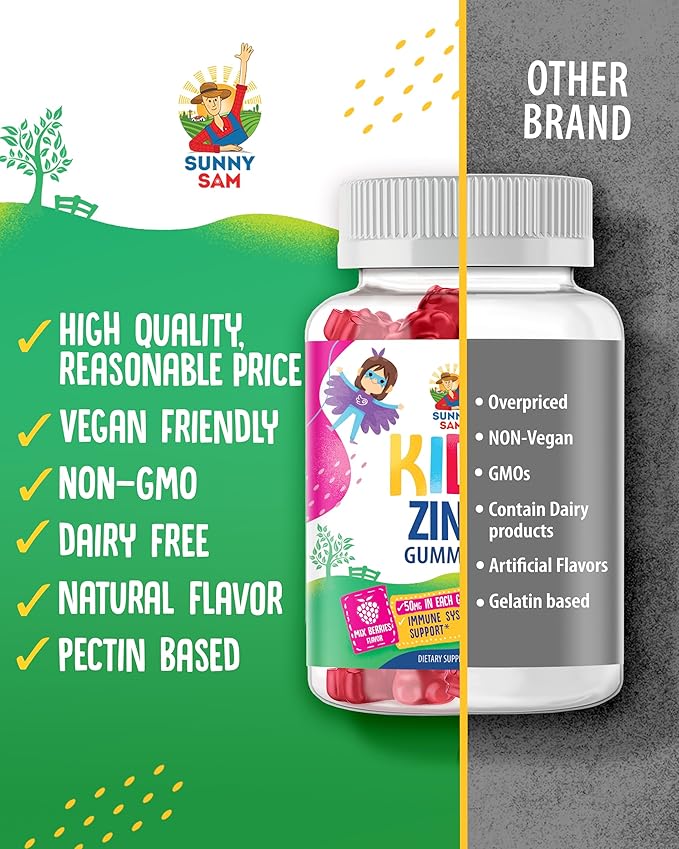 SUNNY SAM Zinc Chewable Gummy & Magnesium Gummies for Kids