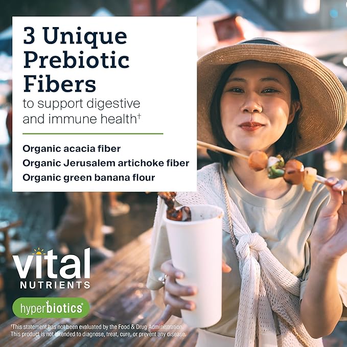 Hyperbiotics Vital Nutrients Organic Prebiotic Fiber Powder | Supports Gut Health and Digestive Regularity | Soluble Fiber Supplement for Women and Men | Vegan Organic Fiber Powder | 54 Servings