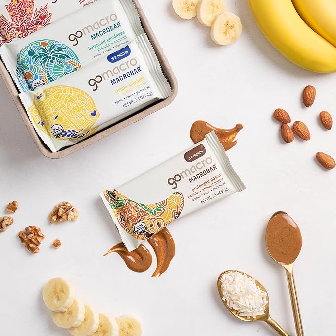 GoMacro MacroBar Organic Vegan Protein Bars - Breakfast Variety Pack (2.0-2.3 Ounce Bars, 12 Count)