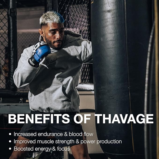 RAW Preworkout Powder, Thavage (Beach Bum) - Chris Bumstead Sports Nutrition Supplement for Men & Women - Cbum Pre Workout for Working Out, Hydration, Mental Focus & Energy - 40 Servings
