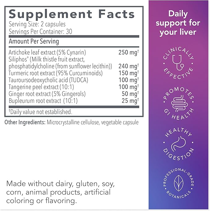 Biocidin Liver GB+ Liver Support & Gallbladder Supplements - Artichoke Extract & Milk Thistle for Detox - Optimize Toxin Removal & Fat Digestion - Soothe Side Effects from GLP-1 Therapy (60 Capsules)