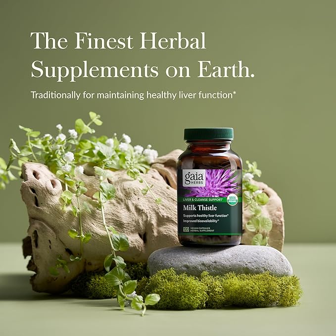 Gaia Herbs Milk Thistle - Liver Supplement & Cleanse Support for Maintaining Healthy Liver Function* - 120 Vegan Capsules (40-Day Supply)