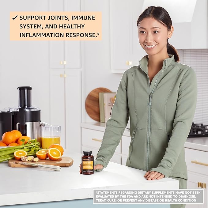Amazon Elements Turmeric Complex, 316 mg Curcumin, 140 mg Ginger, 5 mg Black Pepper - Joint & Immune System, Healthy Inflammation Response - 65 Capsules (2 month supply)