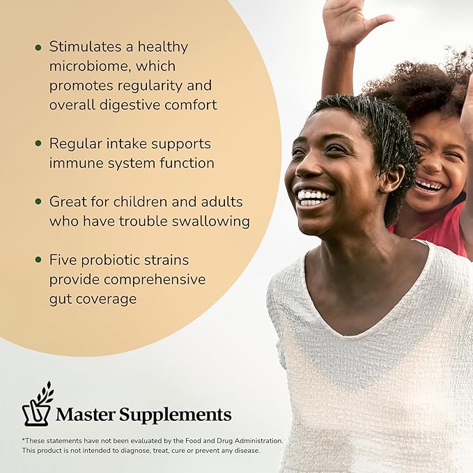 Master Supplements Granular Theralac - 1.05 oz - Multi-Strain Probiotic Powder for Optimal Gut Health - Great for Kids - Vegan, Gluten Free - 40 Servings