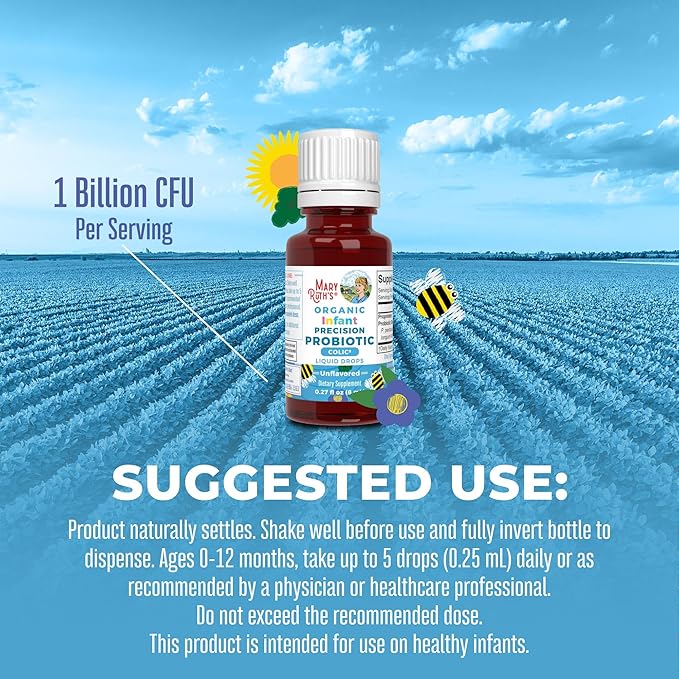 MaryRuth Organics Baby Probiotic Drops | Liquid Precision Probiotics for Digestive Health | Colic Calm | Occasional Colic Baby Relief | USDA Organic | Vegan | Baby Essentials| 30 Servings