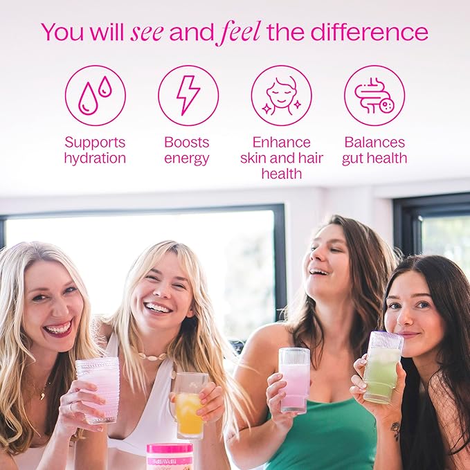 BelliWelli Fiber Supplement for Women & Men – Premium Daily Fiber Powder from Organic Acacia with Added Collagen, Electrolytes & Probiotics – No Bloat, Constipation & Gut Health Support (Tropical)