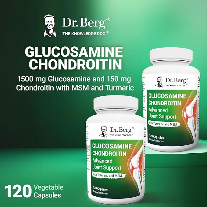 Dr. Berg Glucosamine Chondroitin MSM Turmeric & Boswellia - Advanced Joint Support Supplement with 1500 mg Glucosamine Sulfate - Includes 120 Capsules