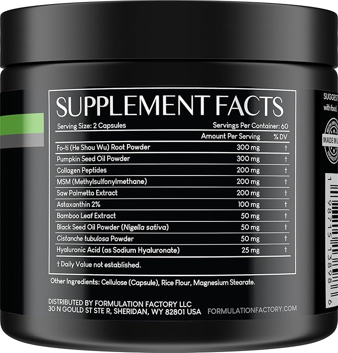 Crown of Glory 10 in 1 Hair Growth Maximizer, DHT Blocker Supplement, Saw Palmetto, Fo-Ti, Collagen, Pumpkin Seed Oil & More, Supports Thicker, Stronger Hair & Scalp Health (120 Capsules - 2 Months)