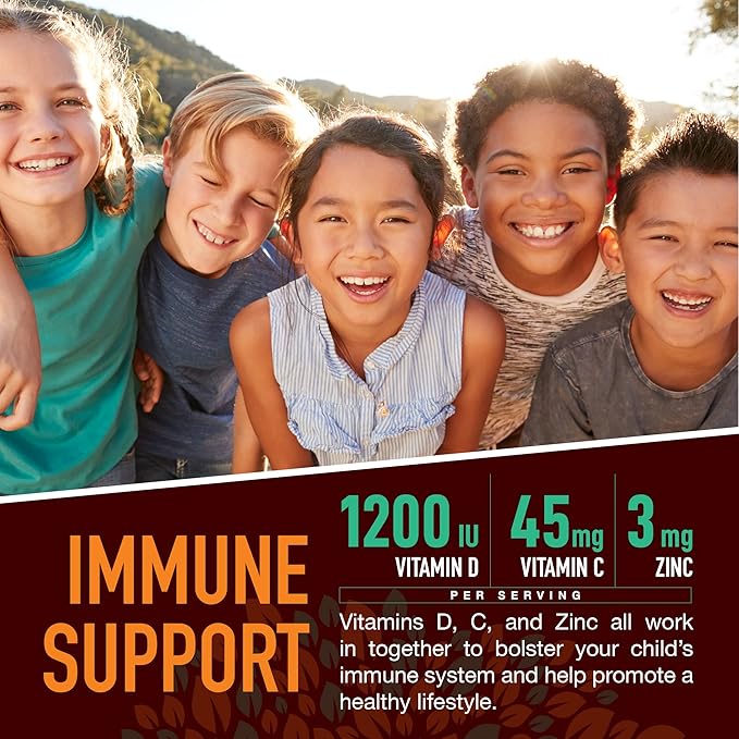 YUM-V'S Strong Earth Organic Multivitamin Gummies, Vitamins & Minerals Including Vitamin A, C, D3, E, B6 & Zinc - Chewable Vitamin with Immune Support for Boys and Girls, 60 Count