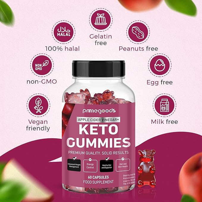 Keto ACV Gummies-Apple Cider Vinegar Gummies - Weight Loss & Keto, 60 Count. Energy Boost, Body Cleanse, Skin Health, Digestion, Vegan, Low Carb, Vitamins B6, B12, Pomegranate, Beet Root