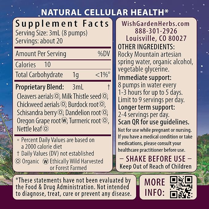 WishGarden Herbs Deep Cleanse - Plant-Based Herbal Cleansing Supplement with Organic Milk Thistle Seed & Burdock Root Promotes Organ Cleansing, Supports Liver, Kidney, Lymph & Cellular Health, 2oz