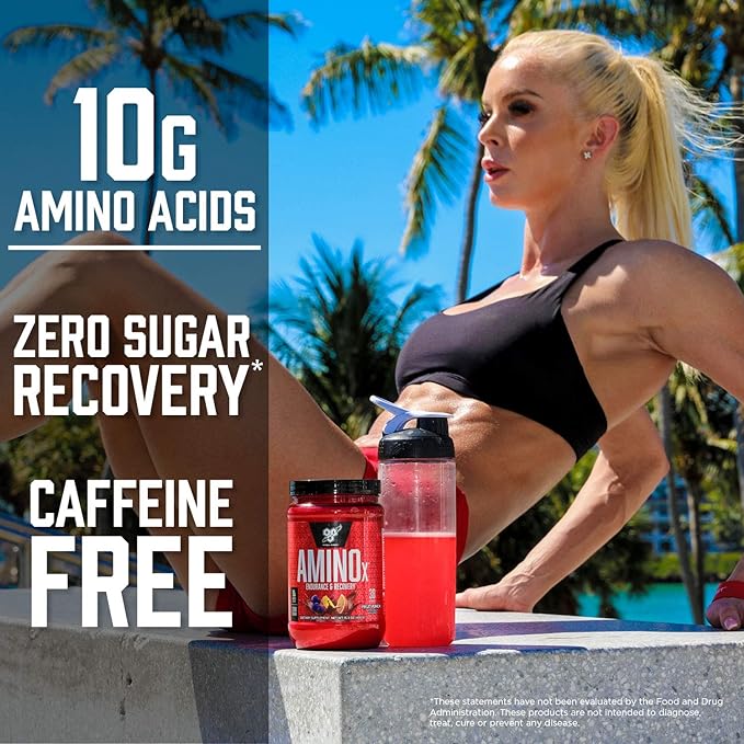 BSN Amino X Muscle Recovery & Endurance Powder with BCAAs, Intra Workout Support, 10 Grams of Amino Acids, Keto Friendly, Caffeine Free, Flavor: Watermelon, 30 Servings (Packaging May Vary)