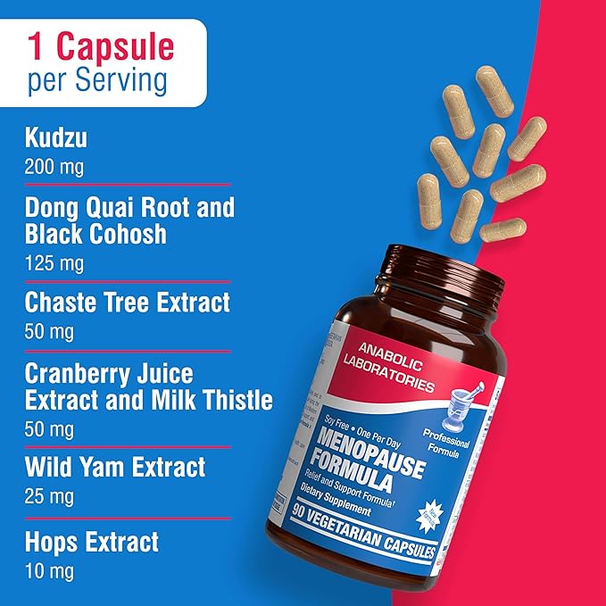 Phytoestrogen Menopause Supplement for Women - Clinical Formula with Dong Quai Vitex & Black Cohosh for Menopause Hot Flashes Night Sweats Mood Support & More - One Capsule Daily - 1 Month Supply
